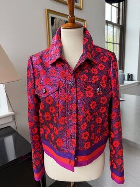 Louise Kennedy Metallic Thread Moto Jacket S